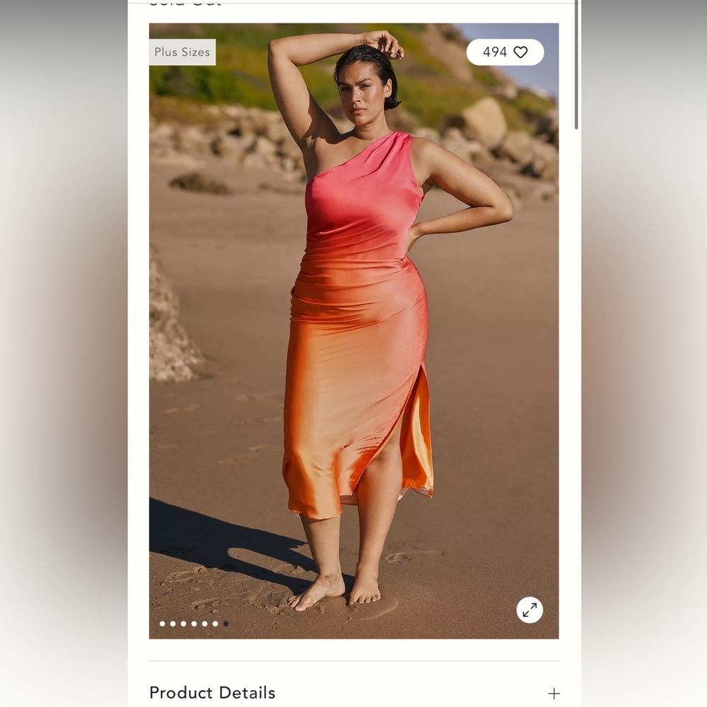 Beach Riot x Anthropologie 1X Vibrant Red and Orange One Shoulder Dress